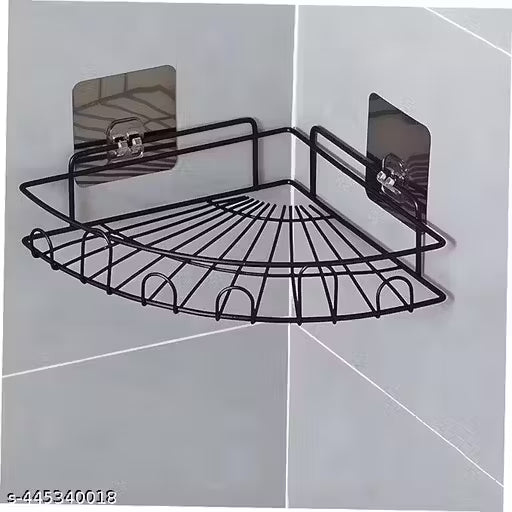 Wrightsellers Bathroom Organizer Without Drill – Self-Adhesive Corner Rack for Shampoo, Bathroom Accessories & Kitchen Storage | Multipurpose Metal Stand (Flower Corner Design)