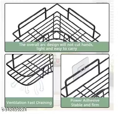 Wrightsellers PC Corner Shower Caddy – Wall-Mounted Bathroom Storage Organizer for Toilet, Dorm, Kitchen | Space-Saving, Easy Install, Rust-Resistant Iron Shelf