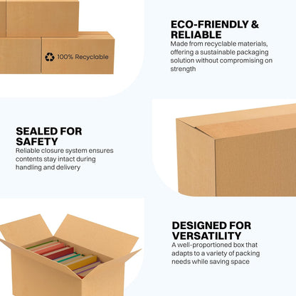 Wrightsellers 9x6x3 Corrugated Carton Box | 3-Ply Strong Packing Box for Shipping, Storage & E-Commerce | Eco-Friendly & Durable Packaging