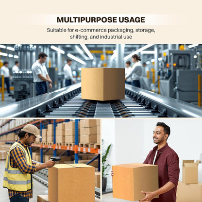 Wrightseller 5x5x5 Corrugated Carton Box | 3-Ply Strong Packing Box for Shipping, Moving & Storage | Durable, Eco-Friendly & Recyclable Packaging