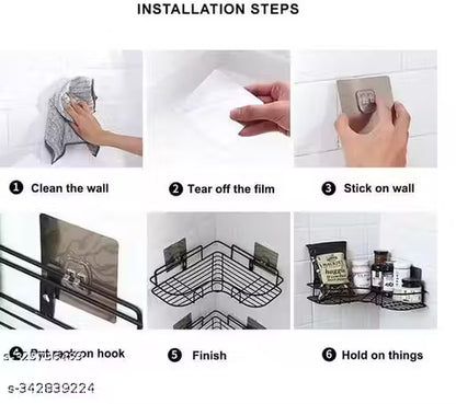 Wrightsellers PC Corner Shower Caddy – Wall-Mounted Bathroom Storage Organizer for Toilet, Dorm, Kitchen | Space-Saving, Easy Install, Rust-Resistant Iron Shelf