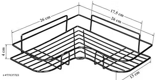 Wrightsellers Metal Bathroom Corner Rack Storage Shelf – Stainless Steel Wall-Mounted Organizer, Bathroom Storage Rack, Steel Shelf for Toiletries & Accessories (Pack of 1)