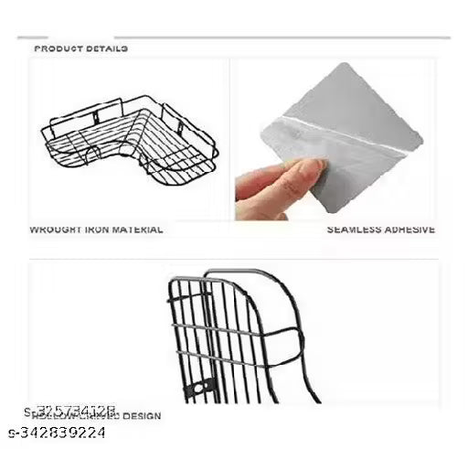 Wrightsellers PC Corner Shower Caddy – Wall-Mounted Bathroom Storage Organizer for Toilet, Dorm, Kitchen | Space-Saving, Easy Install, Rust-Resistant Iron Shelf