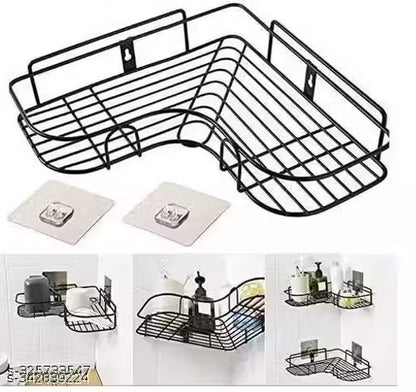 Wrightsellers PC Corner Shower Caddy – Wall-Mounted Bathroom Storage Organizer for Toilet, Dorm, Kitchen | Space-Saving, Easy Install, Rust-Resistant Iron Shelf