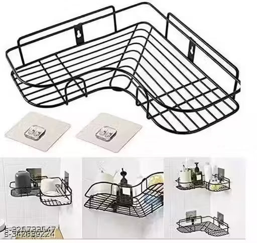 Wrightsellers PC Corner Shower Caddy – Wall-Mounted Bathroom Storage Organizer for Toilet, Dorm, Kitchen | Space-Saving, Easy Install, Rust-Resistant Iron Shelf