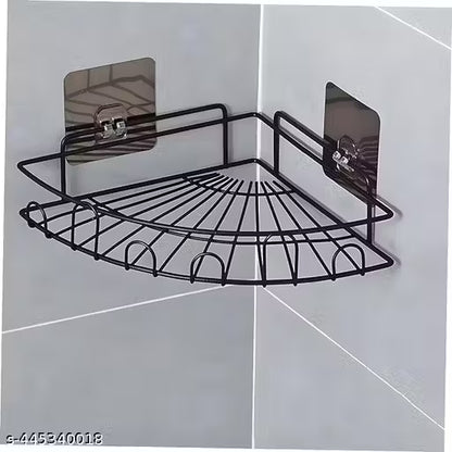 Wrightsellers Bathroom Organizer Without Drill – Self-Adhesive Corner Rack for Shampoo, Bathroom Accessories & Kitchen Storage | Multipurpose Metal Stand (Flower Corner Design)