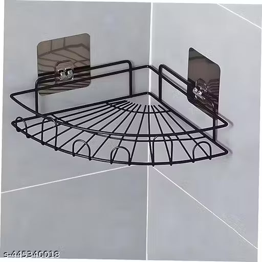 Wrightsellers Bathroom Organizer Without Drill – Self-Adhesive Corner Rack for Shampoo, Bathroom Accessories & Kitchen Storage | Multipurpose Metal Stand (Flower Corner Design)