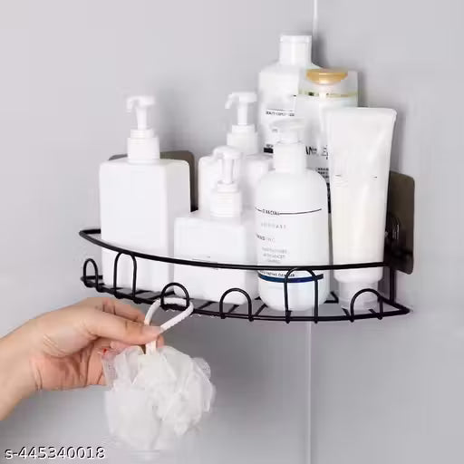 Wrightsellers Bathroom Organizer Without Drill – Self-Adhesive Corner Rack for Shampoo, Bathroom Accessories & Kitchen Storage | Multipurpose Metal Stand (Flower Corner Design)