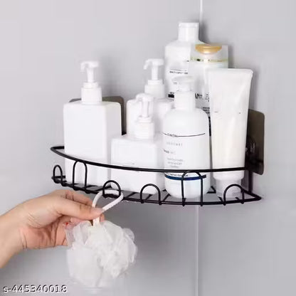 Wrightsellers Bathroom Organizer Without Drill – Self-Adhesive Corner Rack for Shampoo, Bathroom Accessories & Kitchen Storage | Multipurpose Metal Stand (Flower Corner Design)