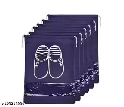 Wrightsellers Travel Shoe Covers | Transparent Dustproof & Water-Repellent Shoe Storage Bags | Portable Drawstring Organizer for Travel & Home (Pack of 6, Polyester)