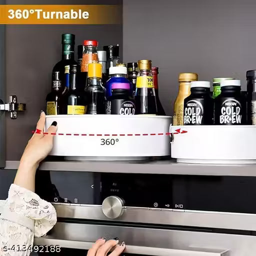 Wrightsellers Presents Multi-Purpose 360° Rotating Organizer Tray | Lazy Susan Revolving Tray for Kitchen, Spices, Cosmetics & Home Storage (White)