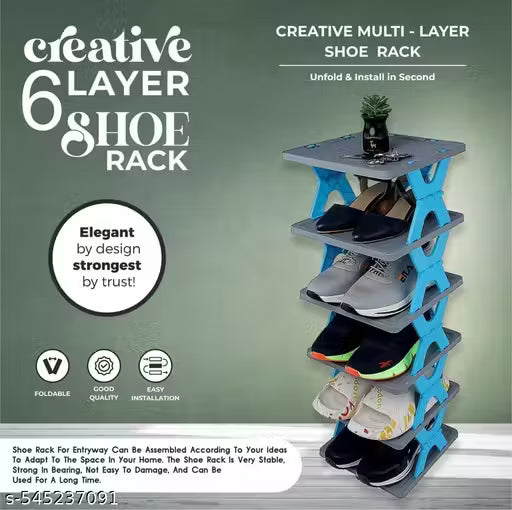 Wrightsellers 6-Layer Multi-Purpose Stackable Shoe Rack – Adjustable Slots, Durable Plastic Shoe Organizer for Bedroom, Entryway & Closet | Easy Assembly, Space-Saving & Stylish